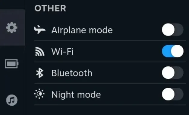 steam deck quick settings panel