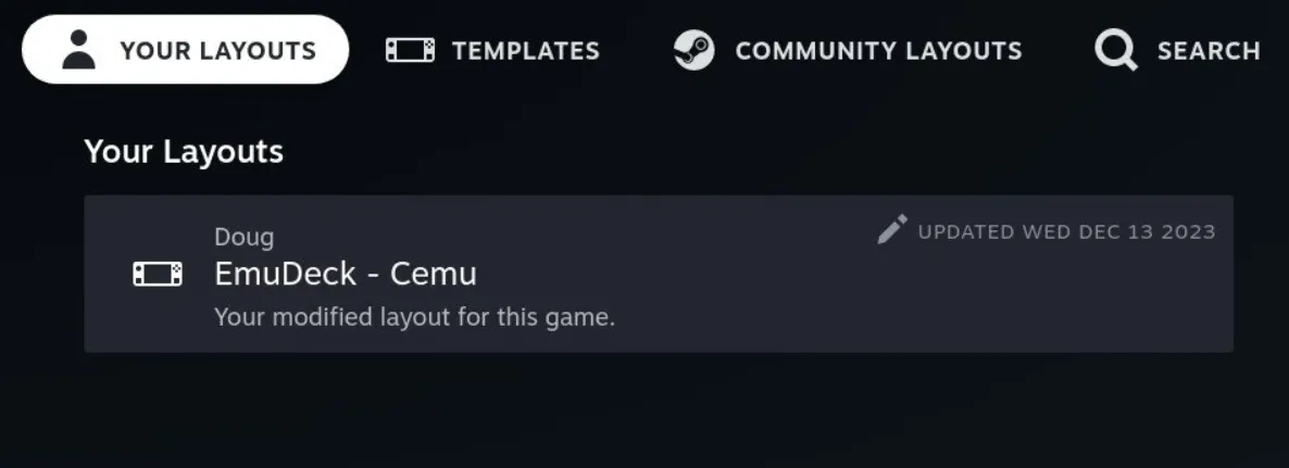 Steam Deck Controller Layout for CEMU