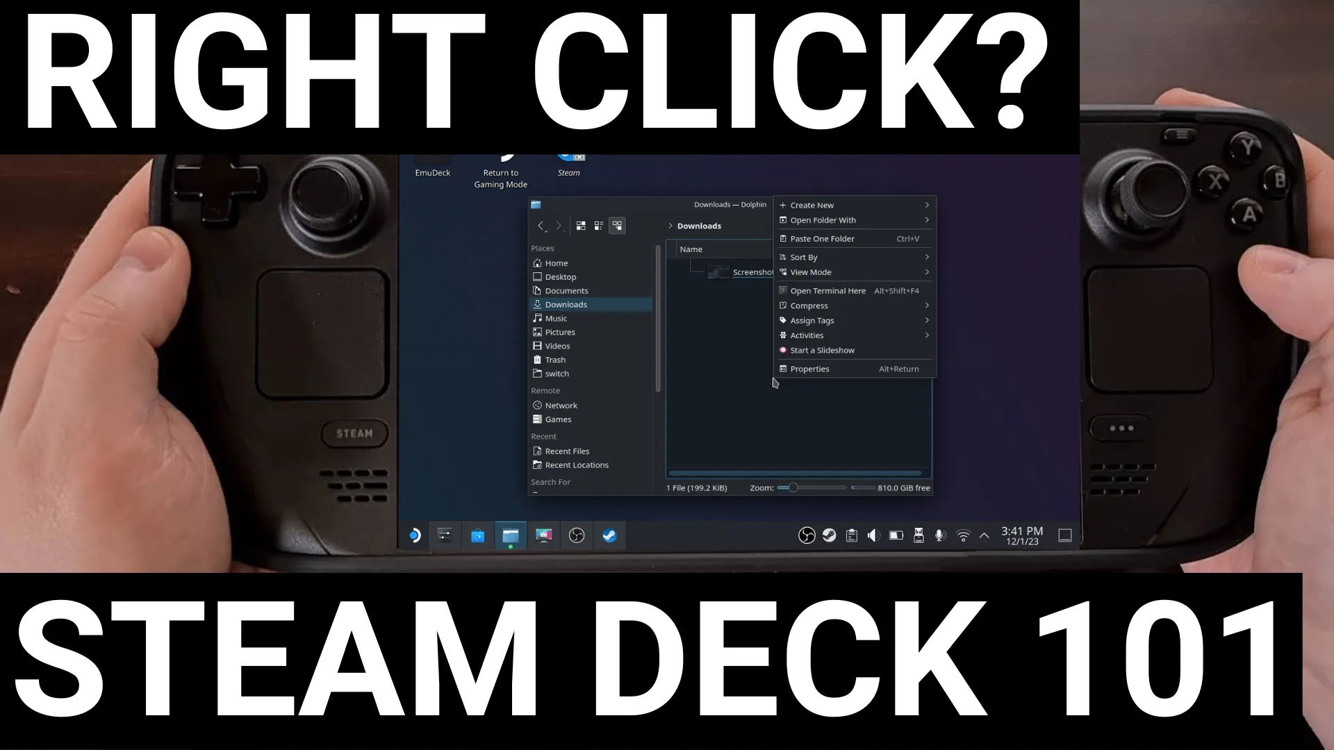 steam deck desktop mode right click button
