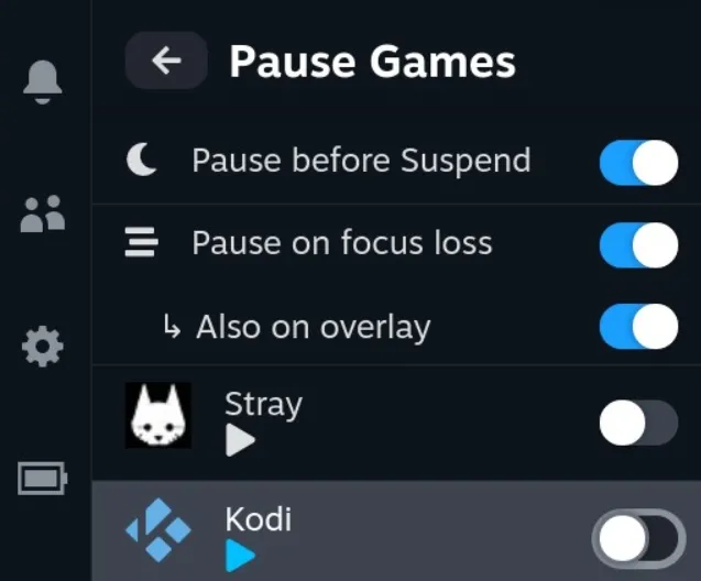 Steam Deck Pause Games Plugin Feature Toggles