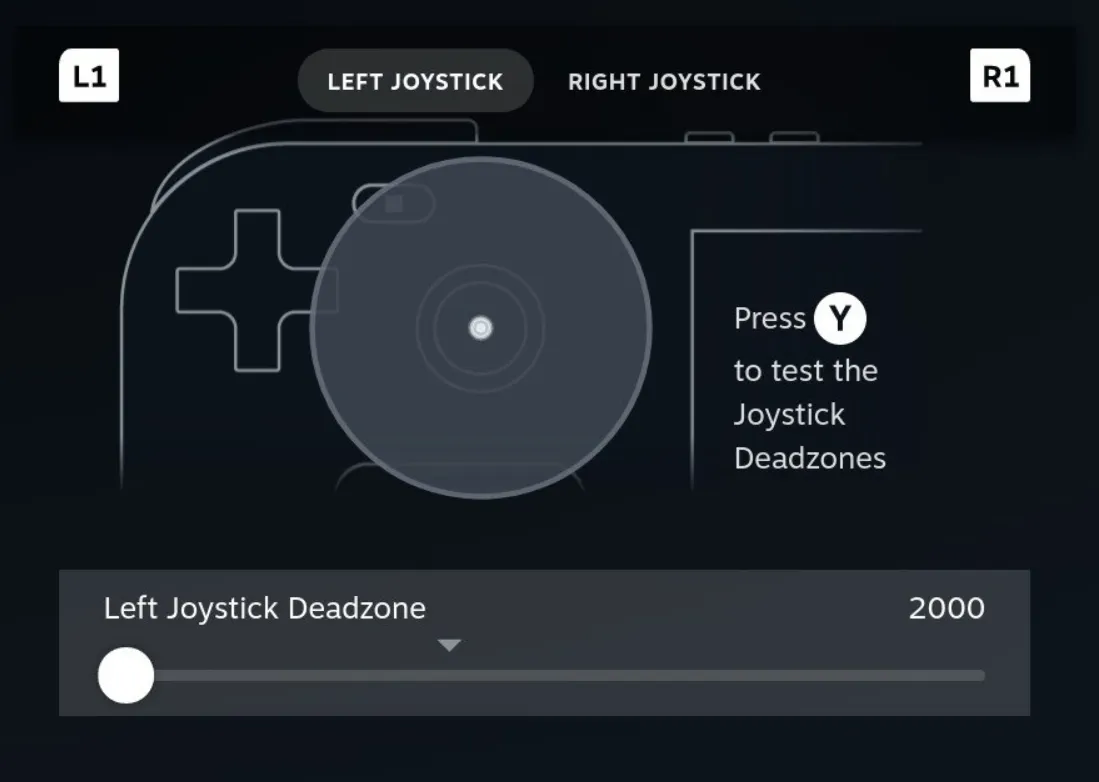 steam deck settings controller calibration joystick deadzones